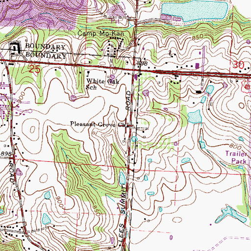 Topographic Map of Pleasant Grove Church, MO