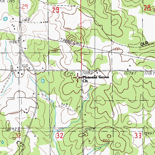 Topographic Map of Pleasant Grove Church, MO
