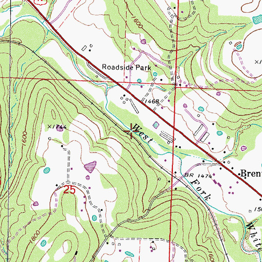 Topographic Map of London Creek, AR