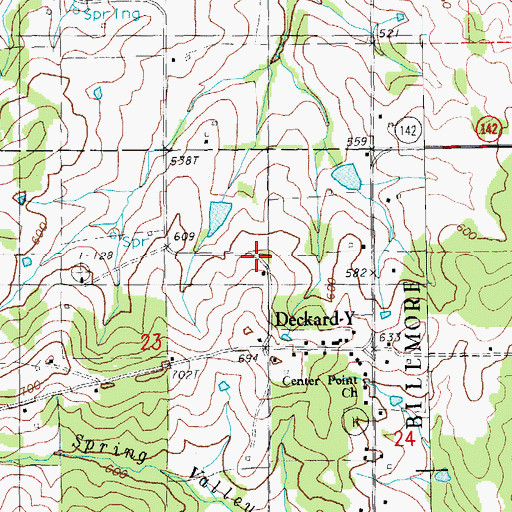 Topographic Map of Pleasant Grove School, MO