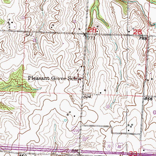 Topographic Map of Pleasant Grove School (historical), MO