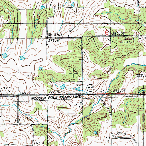 Topographic Map of Pleasant Grove School (historical), MO