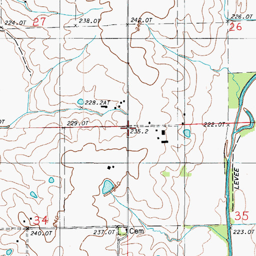 Topographic Map of Pleasant Grove School (historical), MO