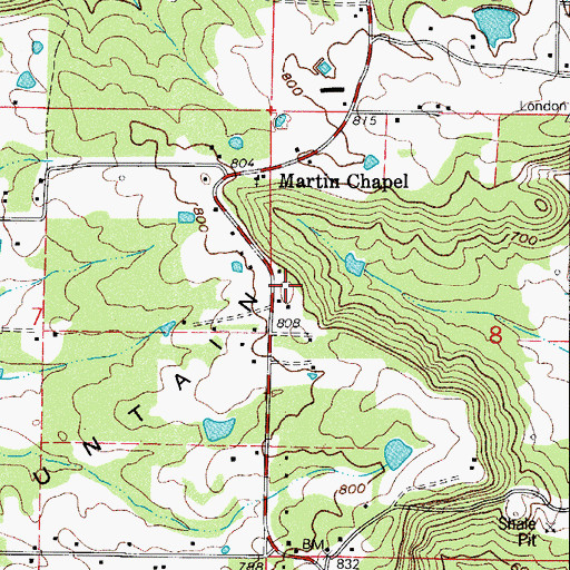 Topographic Map of London Mountain, AR