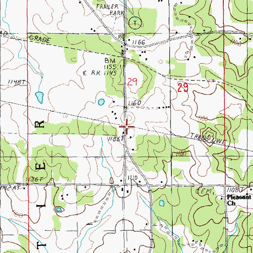Topographic Map of Pleasant Grove School, MO