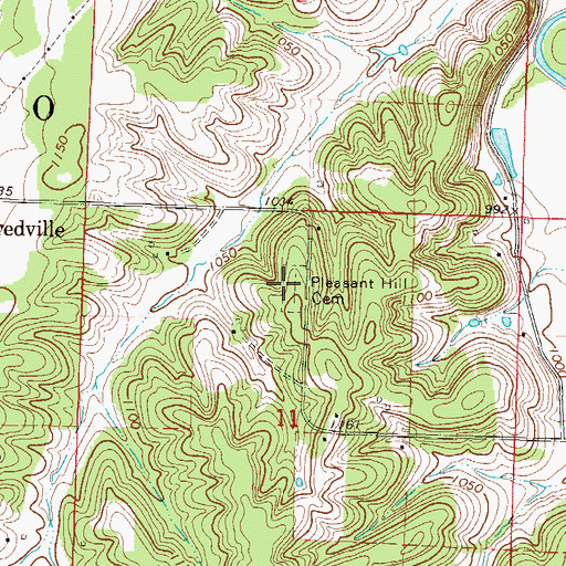 Topographic Map of Pleasant Hill Cemetery, MO