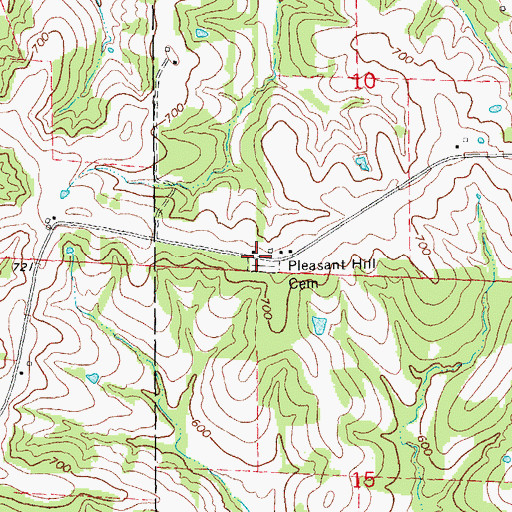 Topographic Map of Pleasant Hill Cemetery, MO