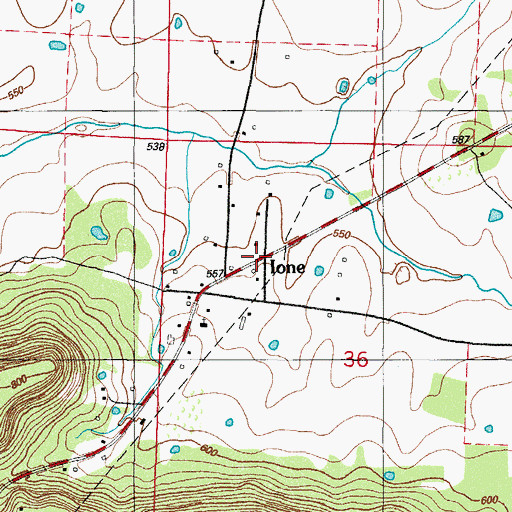 Topographic Map of Ione, AR