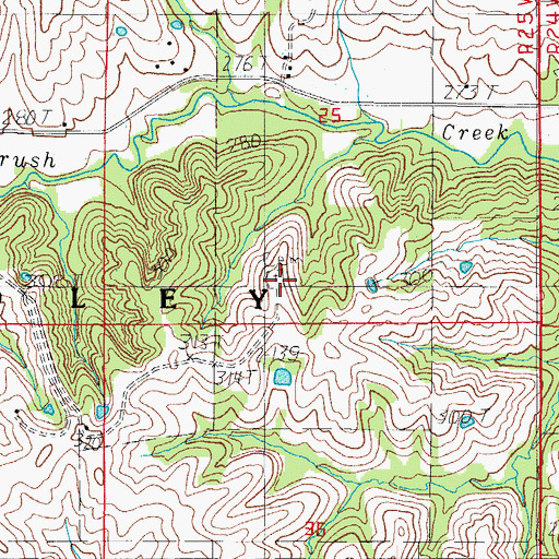 Topographic Map of Pleasant Hill Cemetery, MO