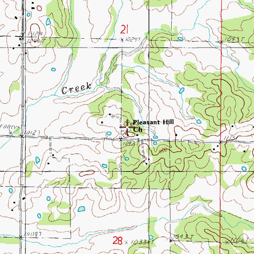 Topographic Map of Pleasant Hill Church, MO