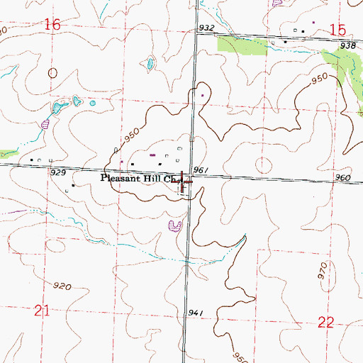 Topographic Map of Pleasant Hill Church, MO