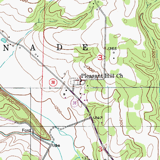 Topographic Map of Pleasant Hill Church, MO