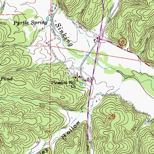 Topographic Map of Pleasant Hill Church, MO