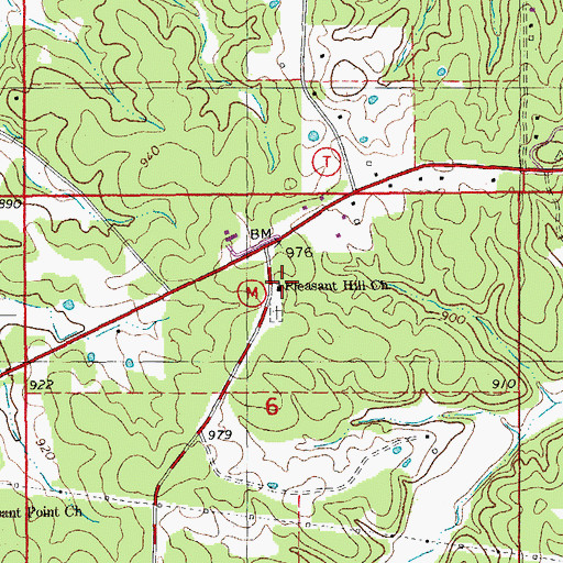 Topographic Map of Pleasant Hill Church, MO