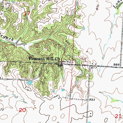 Topographic Map of Pleasant Hill Church, MO