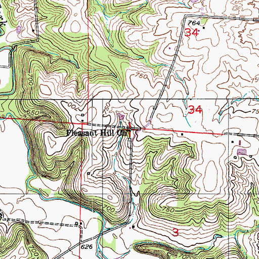 Topographic Map of Pleasant Hill Church, MO