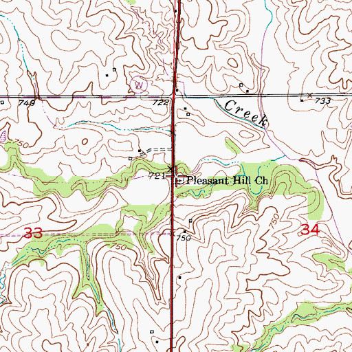 Topographic Map of Pleasant Hill Church, MO