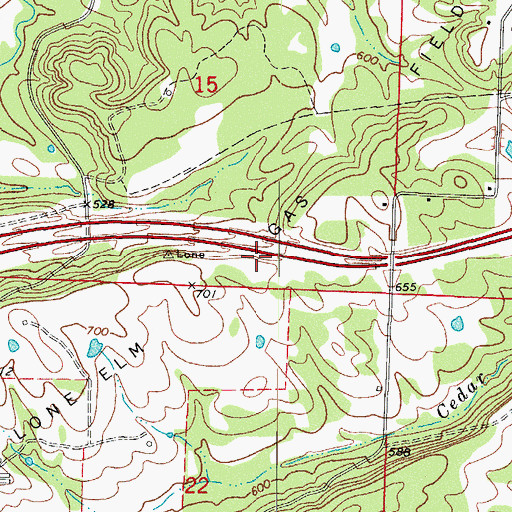 Topographic Map of Lone Elm Gas Field, AR