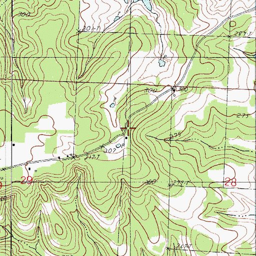 Topographic Map of Pleasant Hill Community Hall, MO