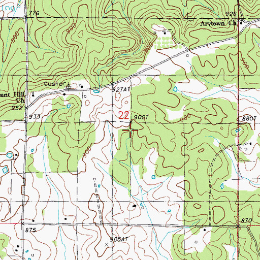 Topographic Map of Pleasant Hill School (historical), MO