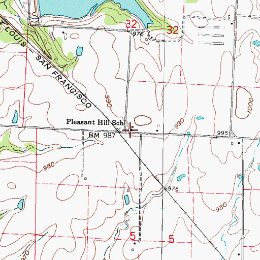 Topographic Map of Pleasant Hill School (historical), MO