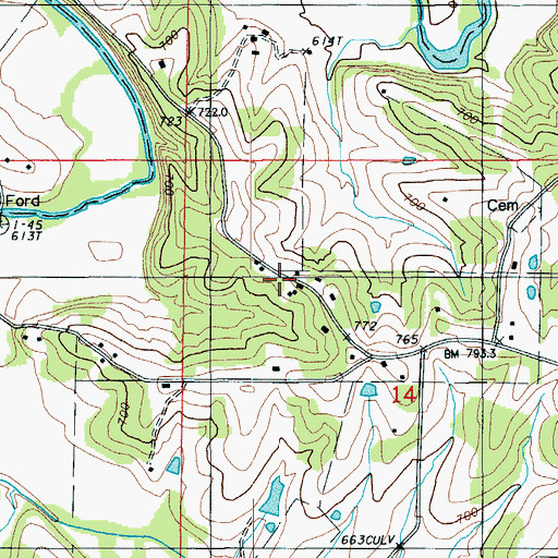 Topographic Map of Pleasant Hill School (historical), MO