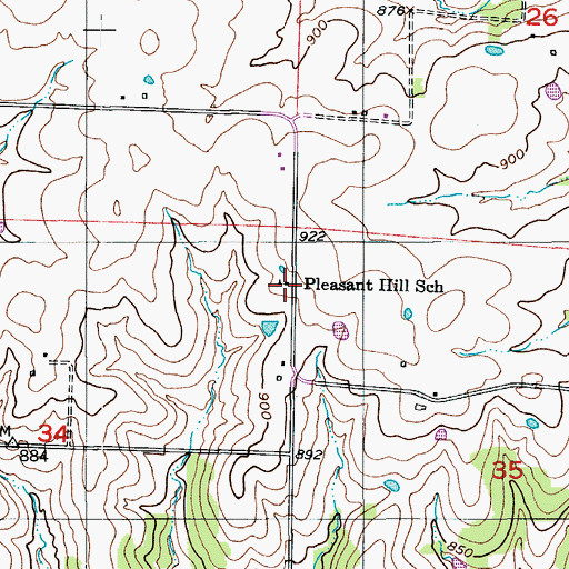 Topographic Map of Pleasant Hill School (historical), MO