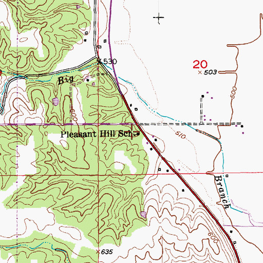 Topographic Map of Pleasant Hill School, MO
