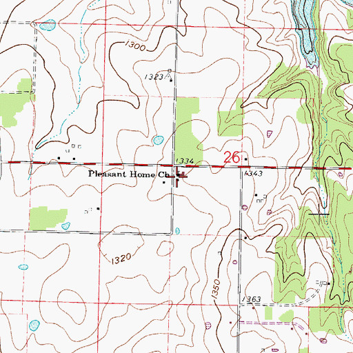 Topographic Map of Pleasant Home Church, MO