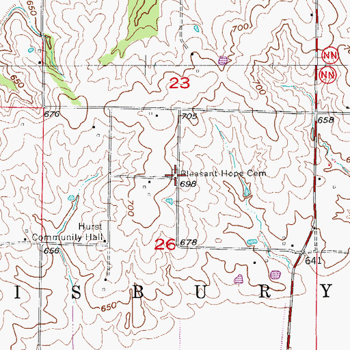 Topographic Map of Pleasant Hope Cemetery, MO