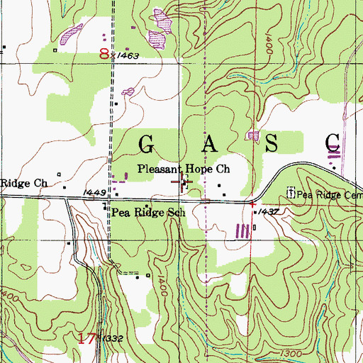 Topographic Map of Pleasant Hope Church, MO