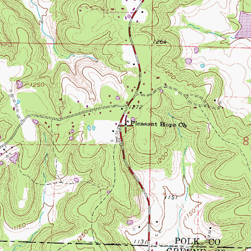 Topographic Map of Pleasant Hope Church, MO