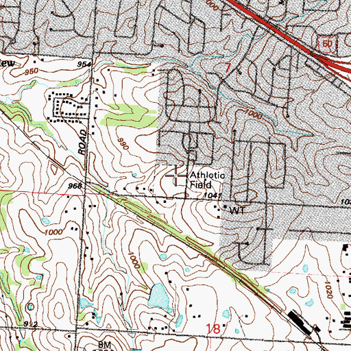 Topographic Map of Pleasant Lea Elementary School, MO
