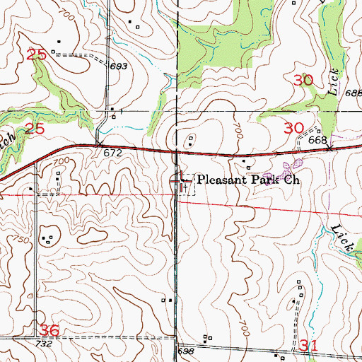 Topographic Map of Pleasant Park Church, MO