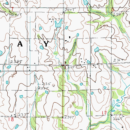 Topographic Map of Pleasant Point Church, MO