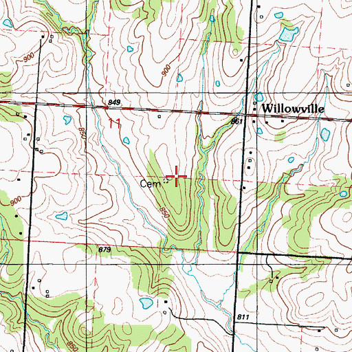 Topographic Map of Pleasant Ridge Cemetery, MO