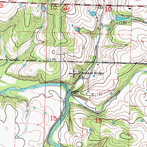 Topographic Map of Pleasant Ridge Church, MO