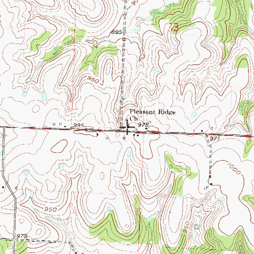 Topographic Map of Pleasant Ridge Church, MO