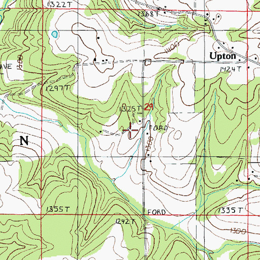 Topographic Map of Pleasant Ridge School, MO