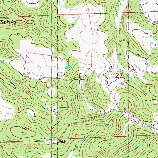 Topographic Map of Pleasant Ridge School, MO