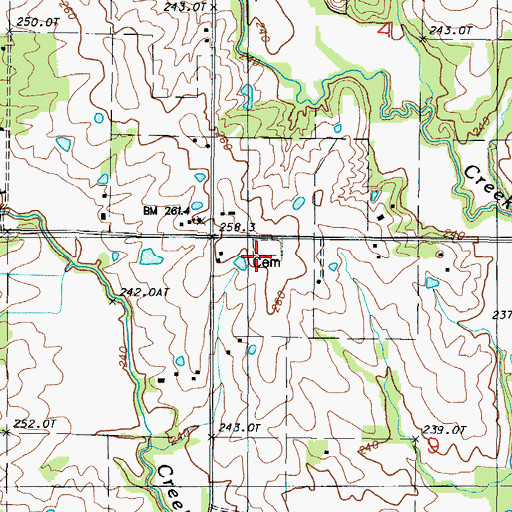 Topographic Map of Pleasant Ridge School (historical), MO