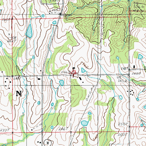 Topographic Map of Pleasant Ridge School, MO