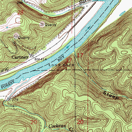 Topographic Map of Lone Rock, AR