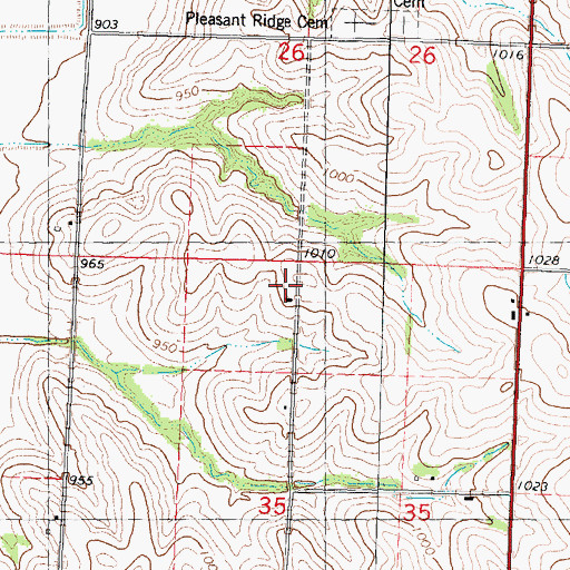 Topographic Map of Pleasant Ridge School (historical), MO