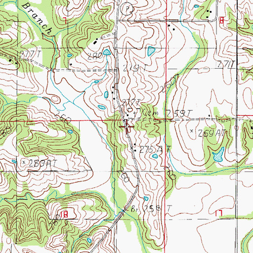 Topographic Map of Pleasant Ridge School (historical), MO