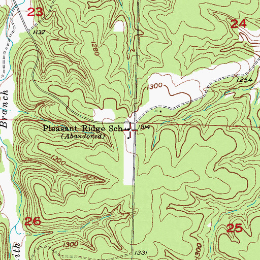 Topographic Map of Pleasant Ridge School, MO