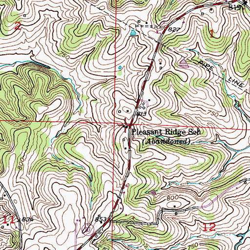 Topographic Map of Pleasant Ridge School (historical), MO