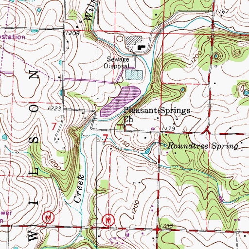 Topographic Map of Pleasant Springs Church, MO