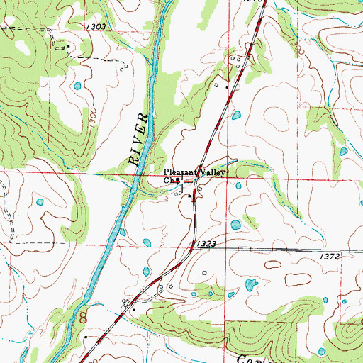 Topographic Map of Pleasant Valley Church, MO