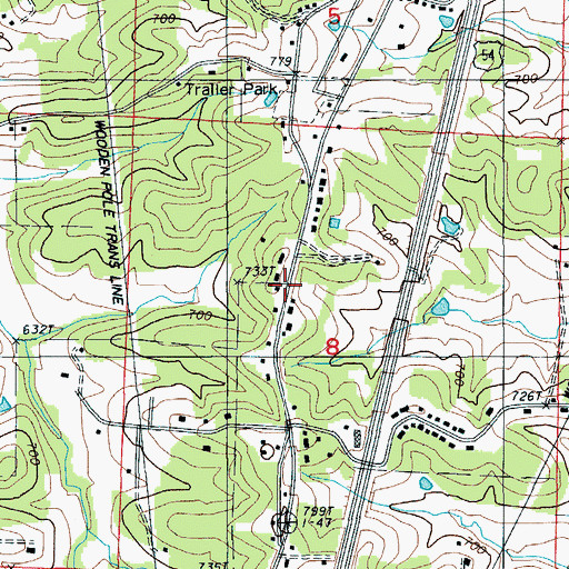 Topographic Map of Pleasant Valley School (historical), MO
